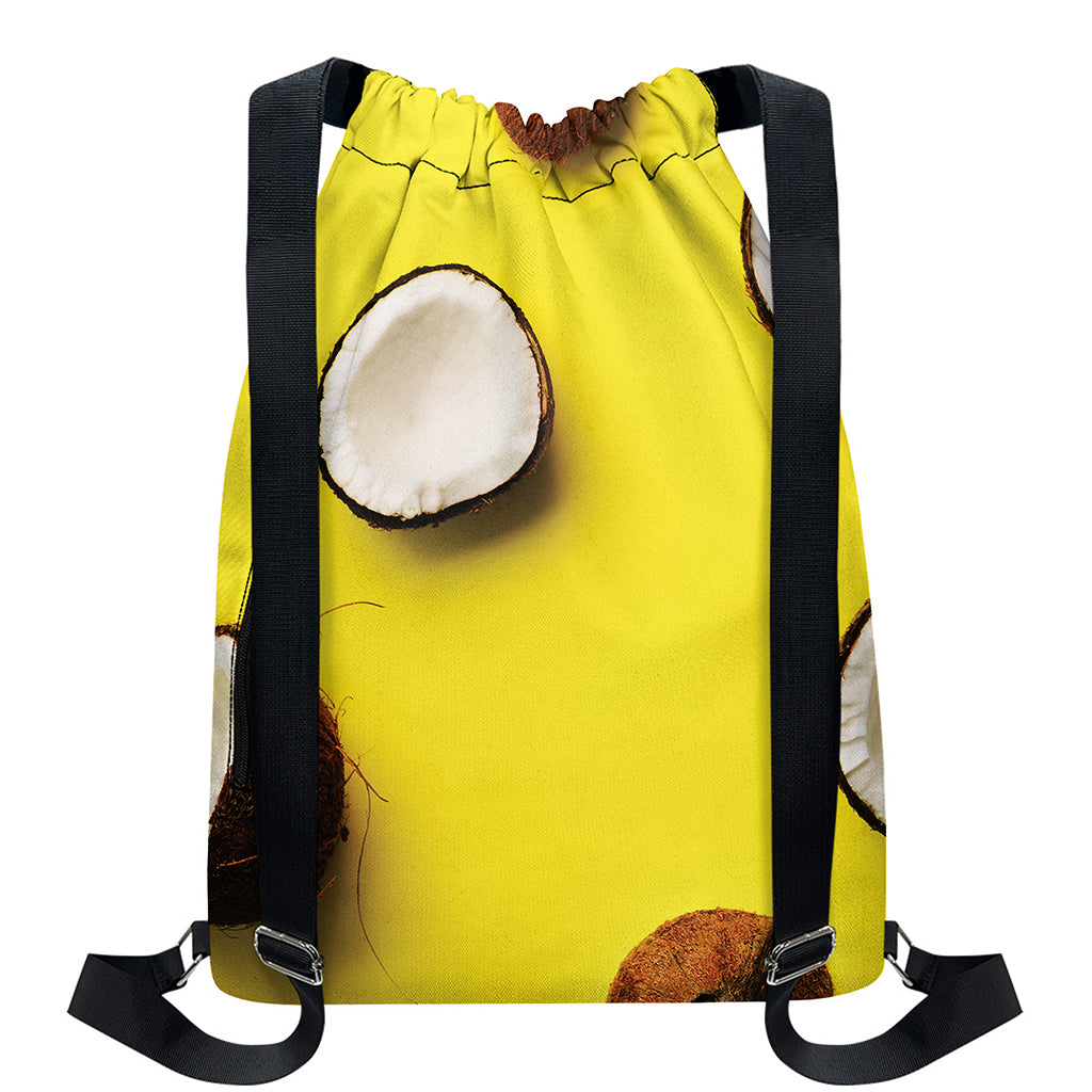 Yellow Coconut Pattern Print Drawstring Backpack