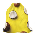 Yellow Coconut Pattern Print Drawstring Bag