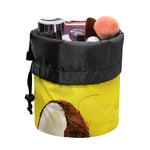 Yellow Coconut Pattern Print Drawstring Makeup Bag