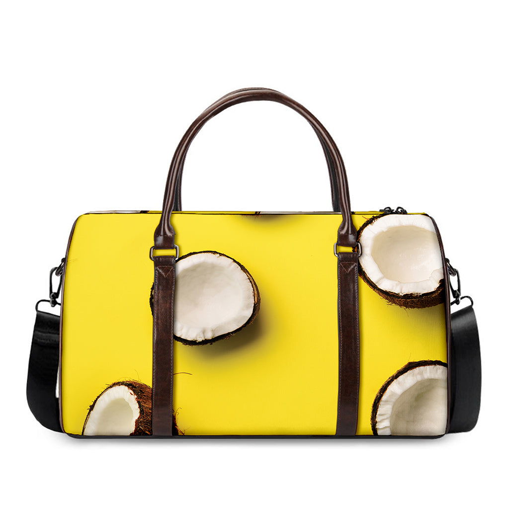 Yellow Coconut Pattern Print Duffle Bag