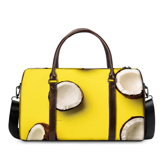 Yellow Coconut Pattern Print Duffle Bag
