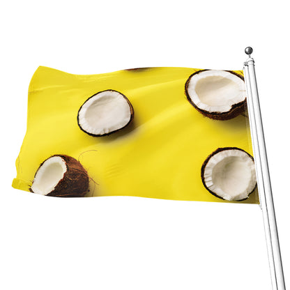 Yellow Coconut Pattern Print Flag