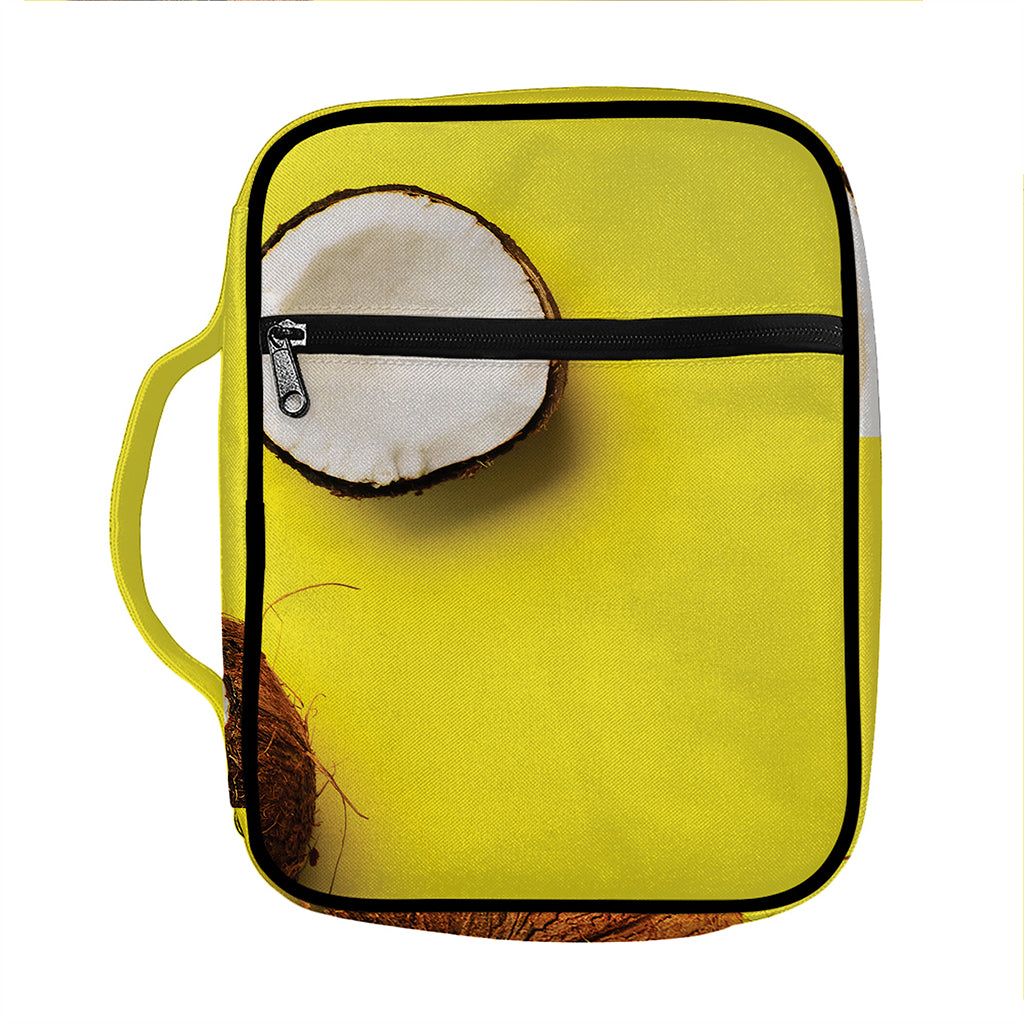 Yellow Coconut Pattern Print Front Pocket Bible Bag