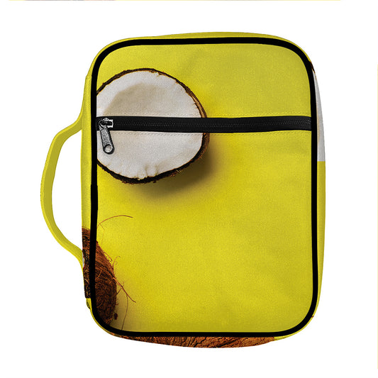 Yellow Coconut Pattern Print Front Pocket Bible Bag