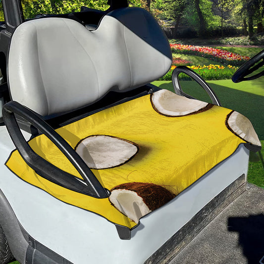 Yellow Coconut Pattern Print Golf Cart Seat Cover