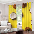 Yellow Coconut Pattern Print Grommet Curtains
