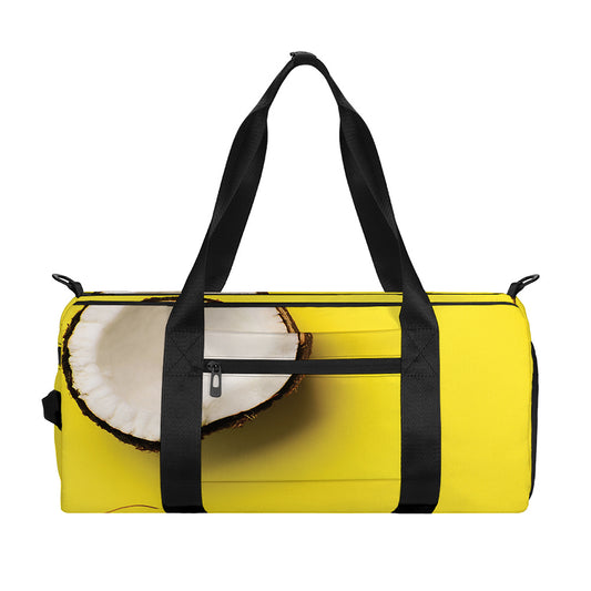 Yellow Coconut Pattern Print Gym Bag