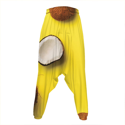 Yellow Coconut Pattern Print Hammer Pants