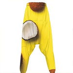 Yellow Coconut Pattern Print Hammer Pants