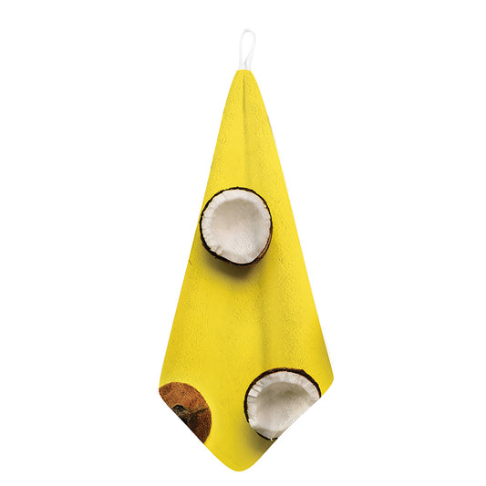 Yellow Coconut Pattern Print Hand Towel