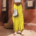 Yellow Coconut Pattern Print Harem Pants