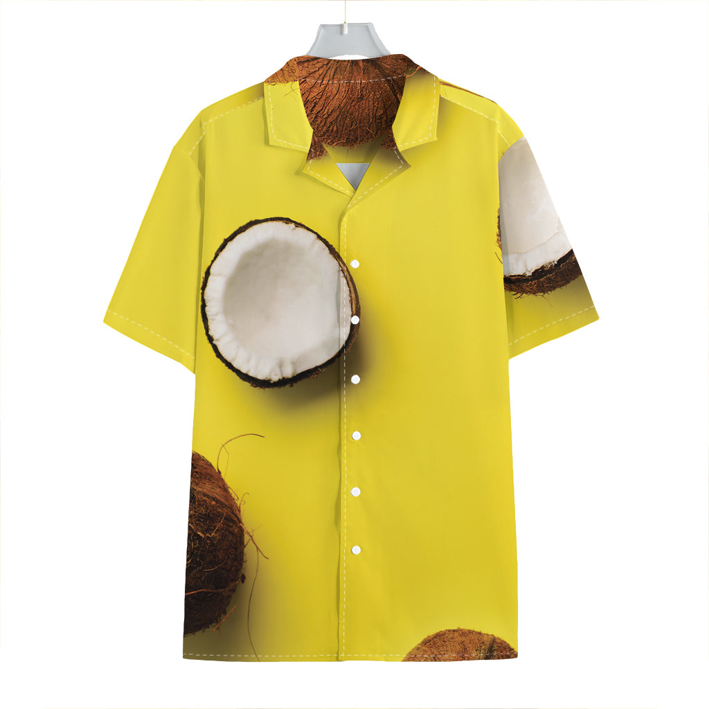 Yellow Coconut Pattern Print Hawaiian Shirt