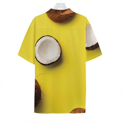 Yellow Coconut Pattern Print Hawaiian Shirt