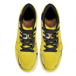 Yellow Coconut Pattern Print High Top Leather Sneakers