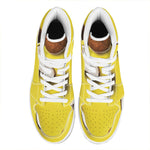 Yellow Coconut Pattern Print High Top Leather Sneakers