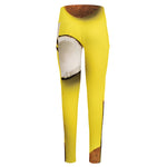 Yellow Coconut Pattern Print High-Waisted Pocket Leggings
