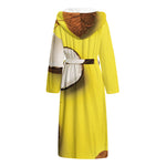 Yellow Coconut Pattern Print Hooded Bathrobe