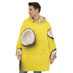 Yellow Coconut Pattern Print Hoodie Blanket