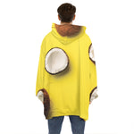 Yellow Coconut Pattern Print Hoodie Blanket
