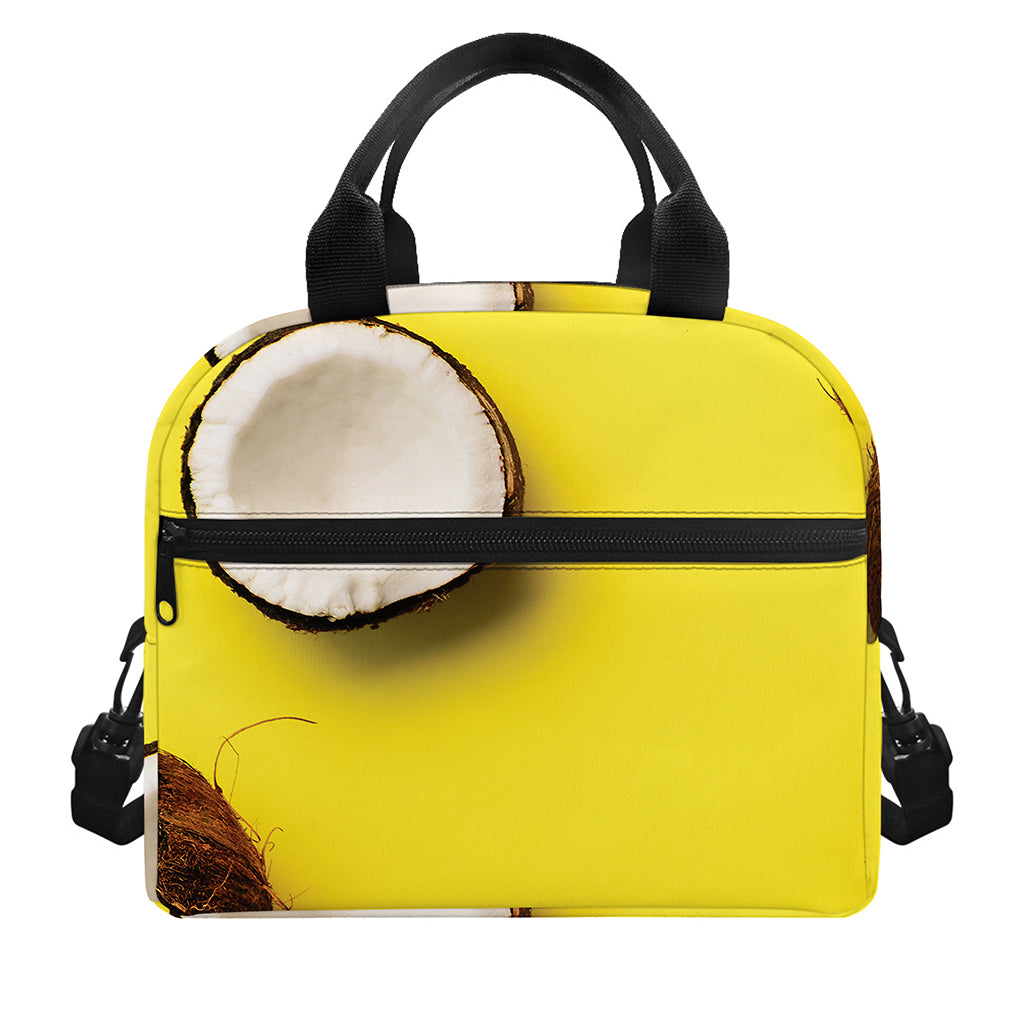 Yellow Coconut Pattern Print Insulated Lunch Bag