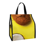 Yellow Coconut Pattern Print Insulated Lunch Tote