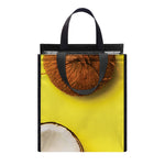 Yellow Coconut Pattern Print Insulated Lunch Tote