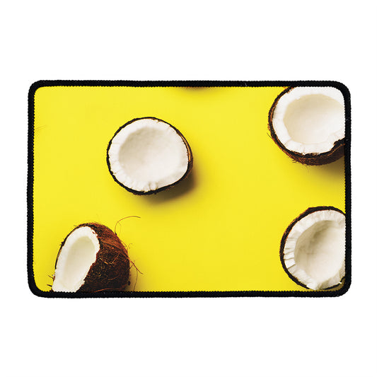 Yellow Coconut Pattern Print Kitchen Mat