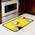 Yellow Coconut Pattern Print Kitchen Mat