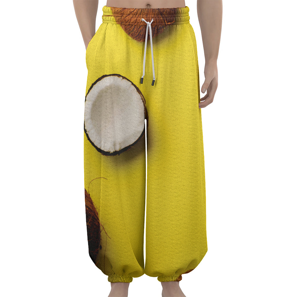 Yellow Coconut Pattern Print Lantern Pants