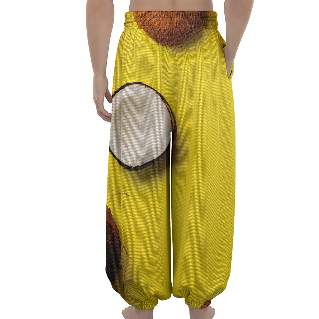 Yellow Coconut Pattern Print Lantern Pants