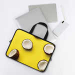 Yellow Coconut Pattern Print Laptop Sleeve With Handle