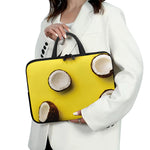 Yellow Coconut Pattern Print Laptop Sleeve With Handle