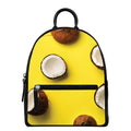 Yellow Coconut Pattern Print Leather Backpack