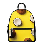 Yellow Coconut Pattern Print Leather Backpack