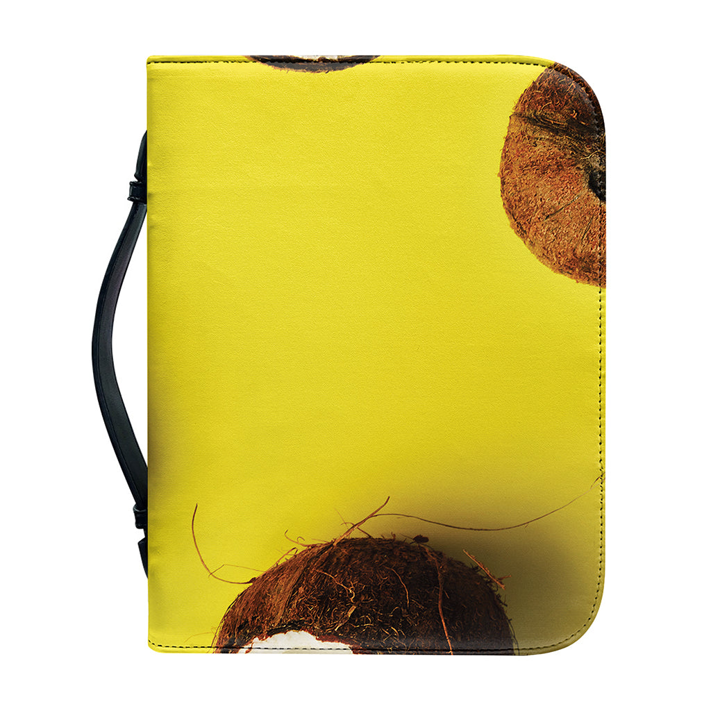 Yellow Coconut Pattern Print Leather Bible Cover