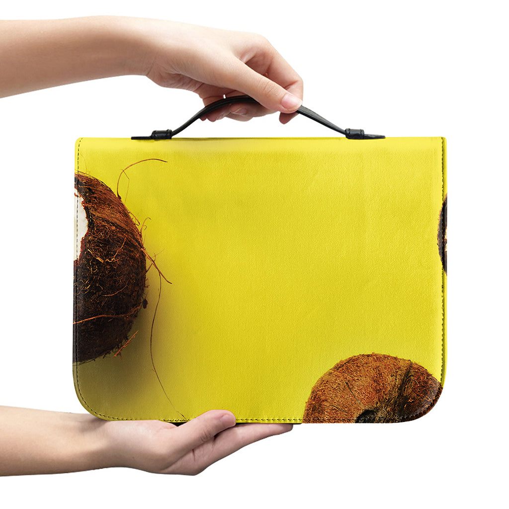 Yellow Coconut Pattern Print Leather Bible Cover