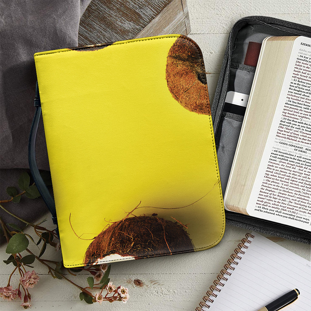 Yellow Coconut Pattern Print Leather Bible Cover