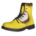Yellow Coconut Pattern Print Lace-Up Boots