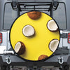 Yellow Coconut Pattern Print Leather Spare Tire Cover