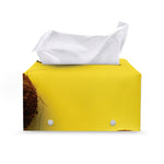 Yellow Coconut Pattern Print Leather Tissue Box Cover