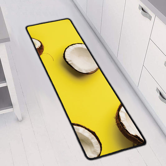 Yellow Coconut Pattern Print Long Kitchen Mat