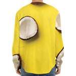 Yellow Coconut Pattern Print Long Sleeve Baseball Jersey