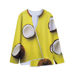 Yellow Coconut Pattern Print Long Sleeve Short Coat