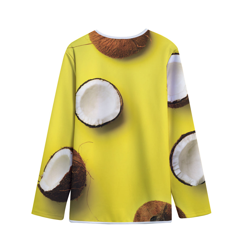 Yellow Coconut Pattern Print Long Sleeve Short Coat