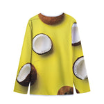 Yellow Coconut Pattern Print Long Sleeve Short Coat