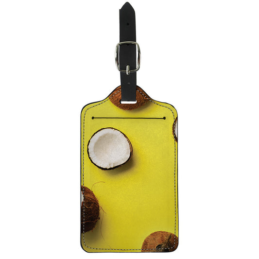 Yellow Coconut Pattern Print Luggage Tag