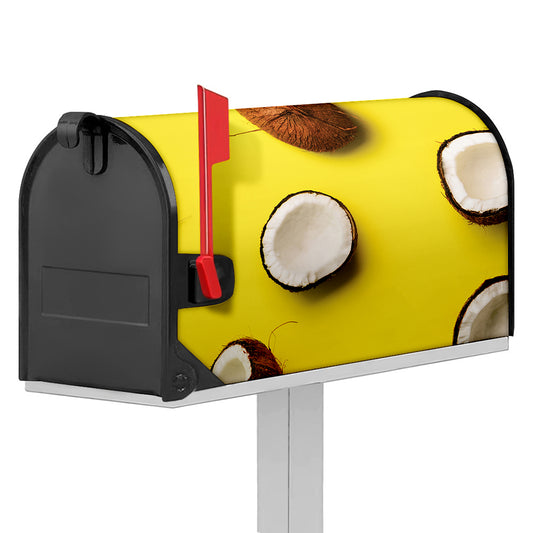 Yellow Coconut Pattern Print Mailbox Cover