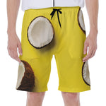 Yellow Coconut Pattern Print Men's Beach Shorts