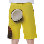 Yellow Coconut Pattern Print Men's Beach Shorts
