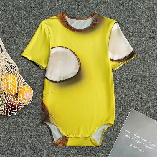 Yellow Coconut Pattern Print Men's Bodysuit